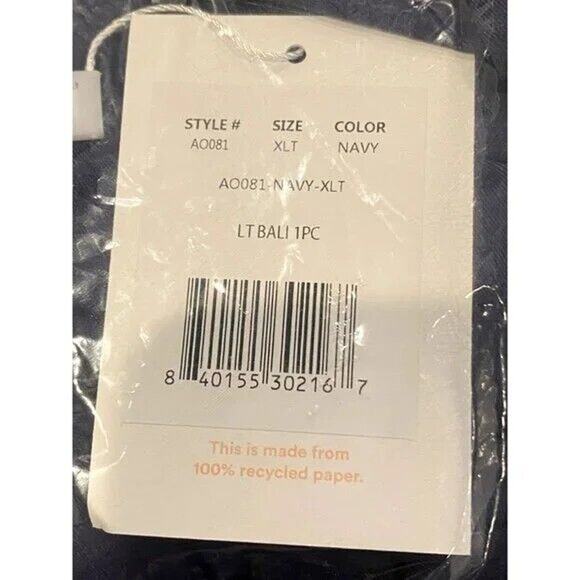 NWT Andie Bali One Piece Swimsuit Deep V Neck UPF 50 RemovableCups XLT Navy Blue - Picture 6 of 14